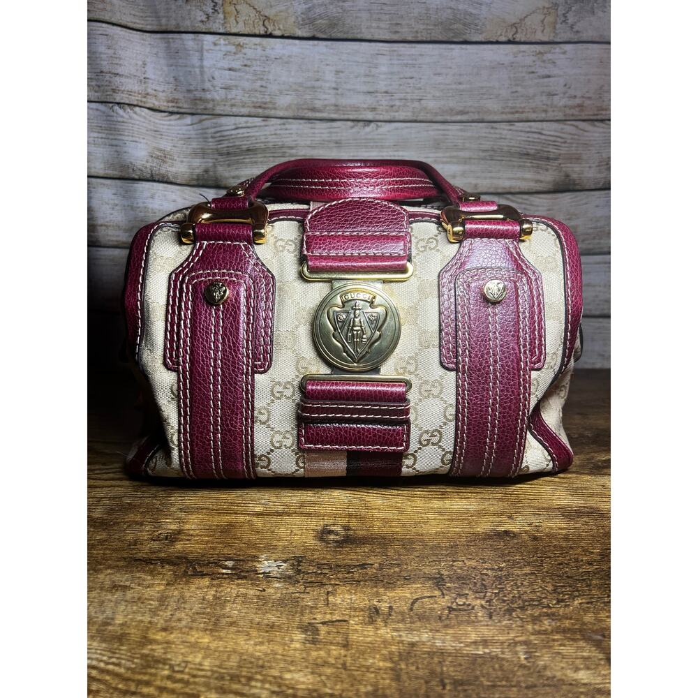 Gucci Aviatrix Monogram Medium Boston Bag - Bordeaux - Picture 3 of 15